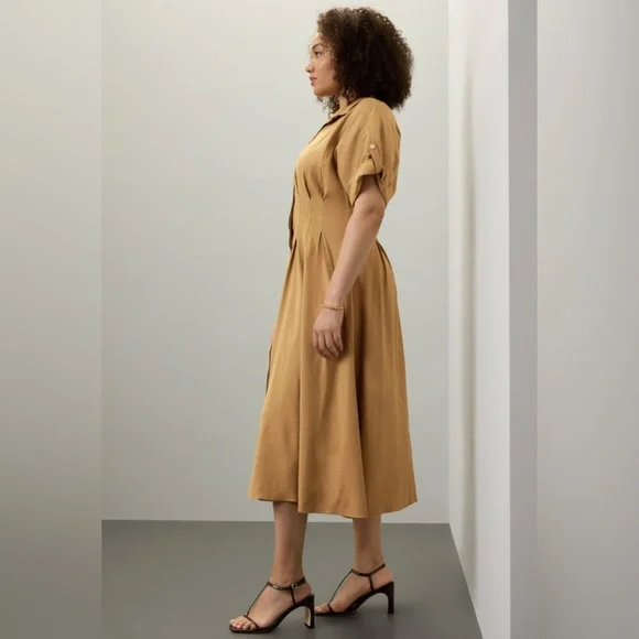 VERONICA BEARD - Camel - Classic Adavi Midi Dress - size 16 / XL - Picture 3 of 3